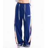 Men Sweatpants Casual Straight-Leg Sweatpants Zipper Color Contrast Patchwork Wide Leg Pants Sports Pants