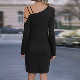 Women Dress Fall/Winter Slim Long Sleeve Sexy off Shoulder Dress