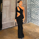Women Dresses Fall Sexy Hollow Long-Sleeved Dress