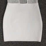 Women Evening Dress Sexy V-neck Hollow Mesh Slim-Fit Hip-Wrapped Short Dress Bandage Gown