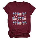 T-shirt bow star print crew neck short sleeve