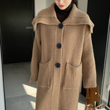 Women Cardigan Sweater Autumn Sweater Coat Lapel A3310