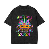 Mardi Gras Carnival, washed and made old vintage short-sleeved T-shirts