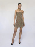 Robe Bridgerton Mulberry Silk Printed Short Sling Dress