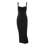 Women Dresses Knitted Sling Lace Slim Dress Long Dress