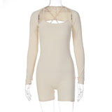Women Jumpsuit Autumn Sexy U Collar Tight Jumpsuit (Hawthaw0412)