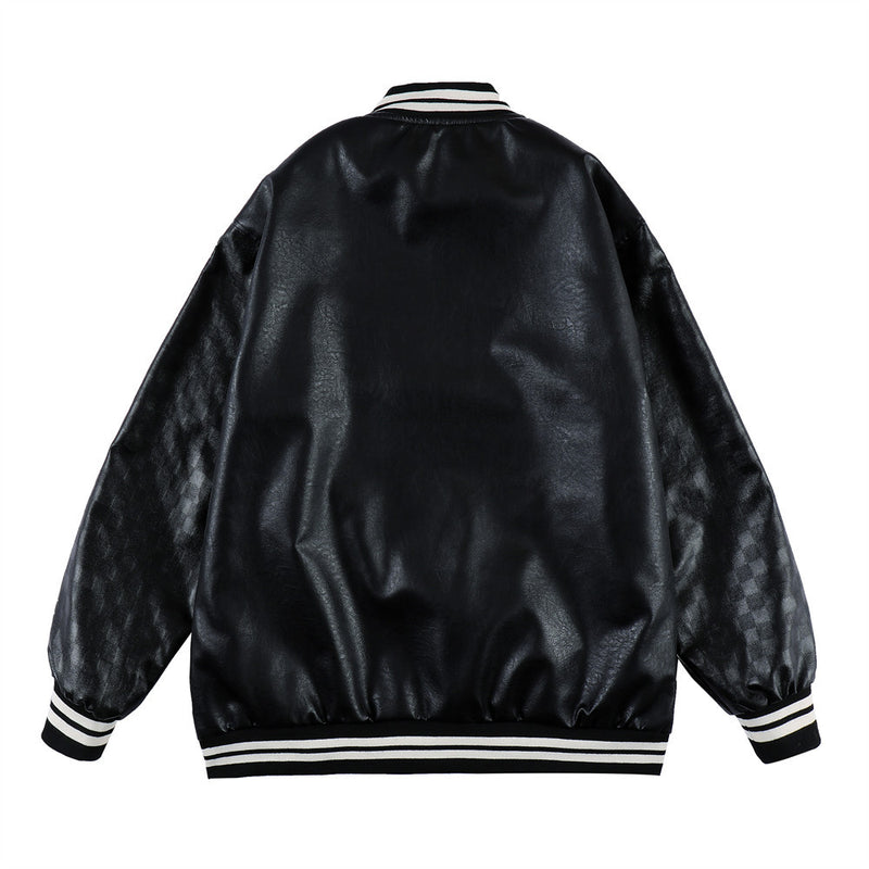Men Jacket Coat Letter Leather Jacket Men's Baseball Uniform Autumn Baggy Coat