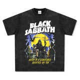 Mens Vintage Rock Band T-Shirt BLACK SABBATH Printed Short Sleeve T-Shirt Loose VINTAGE