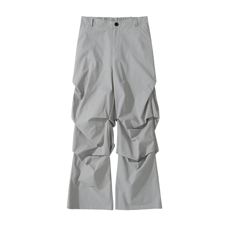 Men Sweatpants Solid Color Pleating Casual Pants Loose Wide Leg Pants Trousers