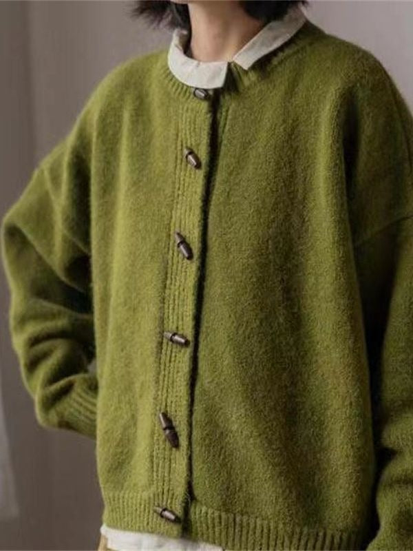 Women Knitted Cardigan Vintage Cardigan Sweater Autumn Loose Sweater