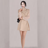 Women Maxi Dress Autumn and Winter Suit Dress Mesh A- line Dress