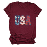 T-shirt usa flower print personalized short-sleeved top