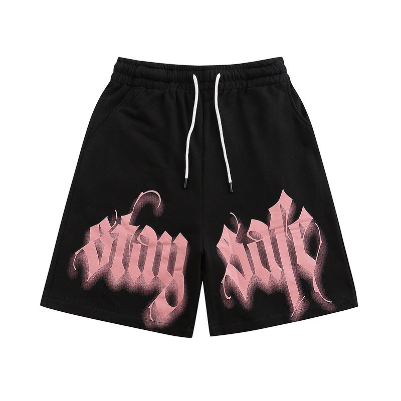 Men Shorts Graffiti Letter Print Casual Shorts