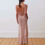 Women Dresse Floral V-neck Backless Slip Dress Sexy Dress
