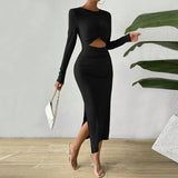 Women Dress Autumn Winter Sexy Hollow Sheath Party Dress