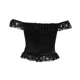 Women Tops Summer Slim Fit T-shirt Sexy Lace Top