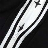 Men Sweatpants Sports Leisure Tappered Trousers with an Elasticated Waist Side Stripe Stitching Loose Zip Trousers