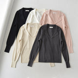 Women Sweater Knitwear Sexy Polo Collar Knitwear V Lapel Knitted Top Bottoming Shirt
