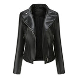Red Leather Jacket Pu Lapel Women's Slim-Fit Leather Coat Short Jacket