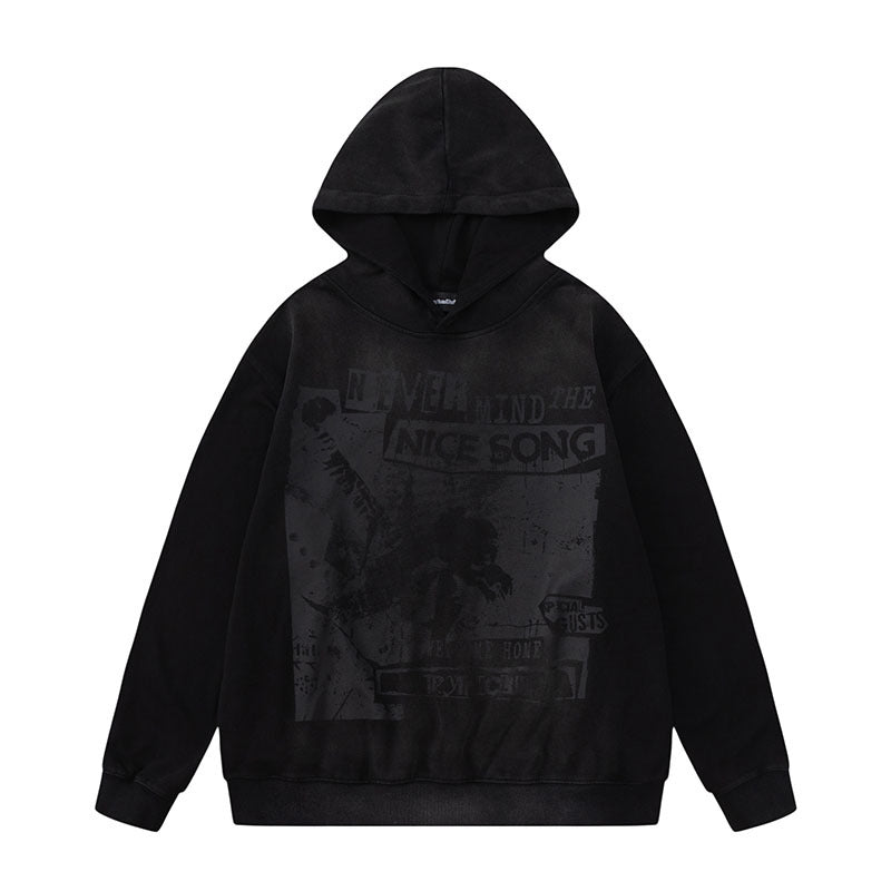 Men Hoodie Graffiti Printed Hoodie