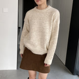 Women Winter Knitted Sweater round Neck Sweater Autumn and Winter Loose-Fitting Long Sleeve Sweater Q731