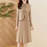 Women Knitwear Autumn and Winter Two-Piece Suit Knitwear Dress