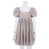 Women Dress Spring/Summer Square Collar Puff Sleeve Dress Women's Casual Short Skirt