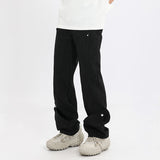 Men Jeans Vintage Distressed Straight-Leg Denim Pants Straight-Leg Denim Trousers