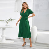 Women Date Dress Summer Puff Sleeve Dress V-neck Dress