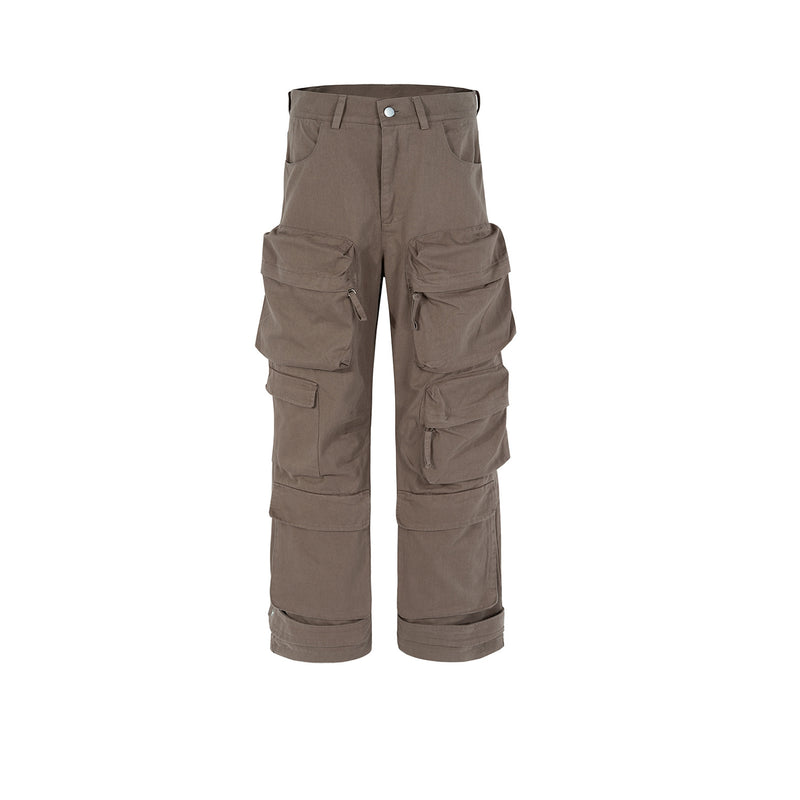 MIJKO Men Vintage Pants MIJKO Wide Leg Washed Overalls Trousers Casual Pants