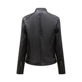 Red Leather Jacket Casual Leather Clothing Women's Stand Collar Zipper Slim Fit Motorcycle Clothing