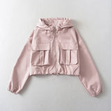 Women Jacket Fall Casual Short Coat Loose Hooded Sports Jacket Top