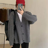Women Knitted Cardigan Autumn and Winter Sweater Coat Loose V-neck Single Breasted Knitted Cardigan