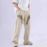 Men Jeans Pistol Patchwork Jeans Loose Retro Black Pants