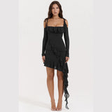 Women Dresses Long Sleeve Dress Sexy Hip Skirt