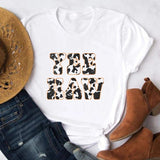 Cowgirl Vintage Boho Cute Funny T-shirt Yee Haw Cow Print