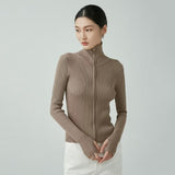 Women Sweater Knitwear Turtleneck Sweater Threaded Cotton High Elastic Slim Fit Finger Fit Design Long Sleeve Sweater Spring