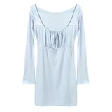 Women Dresses Square Collar Dress Short Skirt Hip Skirt