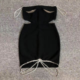 Women's Evening Dress Hollow Chain Dress Hip Skirt Backless Bodysuit