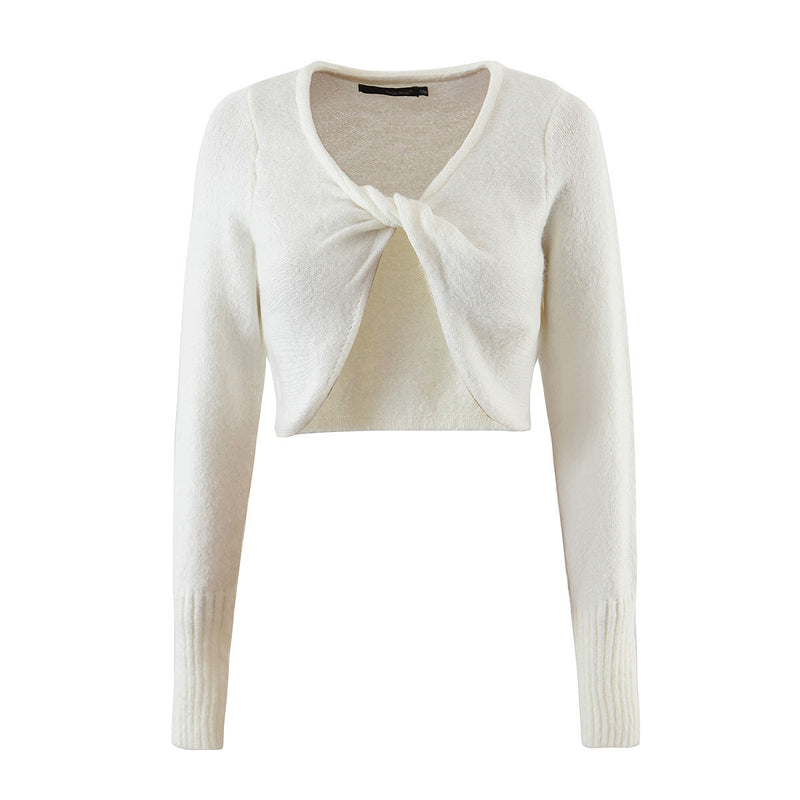 Women Sweater Knitwear Sexy Knitted Top for Women Autumn Short Long-Sleeved Sweater