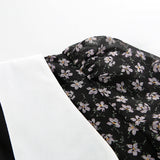 Women Dress V-neck Puff Sleeve Floral Dress Casual Short Skirt