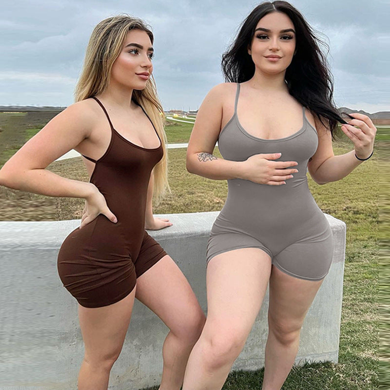 Women Jumpsuit Spring and Summer Sexy Slim Fit Backless Suspender Jumpsuit (Hawthaw0412)