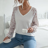 Women Knitted Sweater Women's Autumn Casual Women's Clothing Fashion Long Sleeve Leopard Print V-neck