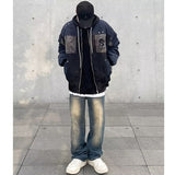 Men Jeans Retro Washed Distressed Loose Straight Jeans