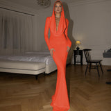 Women Dresses Winter Slim-Fit Hood Long Sleeve Dress