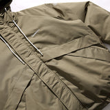 Unisex Winter Cotton Coat Pocket Decorative Hooded Cotton-Padded Coat Vintage Loose and Warm Cotton-Padded Coat