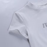 Women T-shirt Short Hot Diamond Alphabet Print Short Sleeve T-Shirt, Summer Top