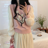 Women Knitted Pullover Autumn Loose Chiffon Blouse Top