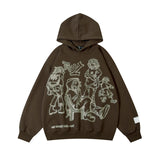 Men Hoodie Hip Hop Cartoon Graffiti Hoodie Men's and Women's Retro Casual Hooded Sweater