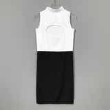 Women Dresses Turtleneck Hollow Dress Sleeveless Skirt